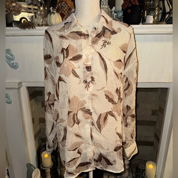 Bailey/44 sheer button down blouse. NWOT. Plastic from tag. Super cute for Fall - Picture 1 of 5